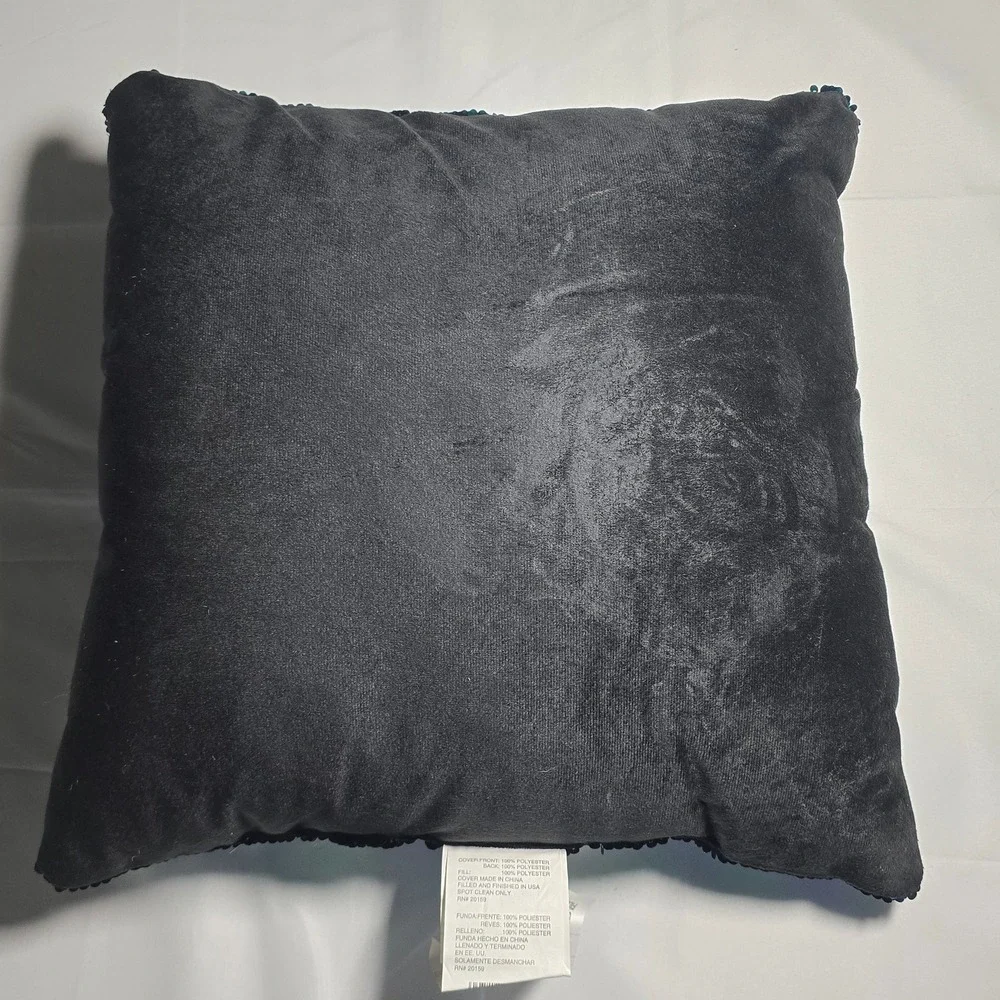 Brentwood Mermaid Sequin Reversible Pillow Blue Green Black 15x15 Square